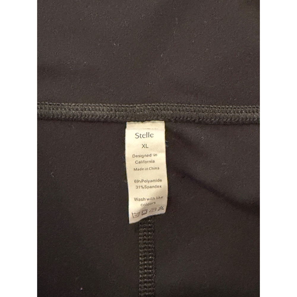 Stelle Womens High Waisted Yoga Leggings Black Side Pockets Size XL Activewear - Picture 3 of 3